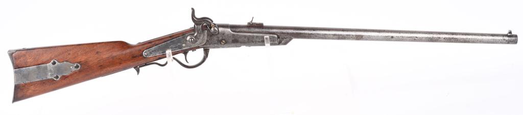 GALLAGER (RICHARDSON & OVERMAN) CIVIL WAR SRC: SERIAL 17942. BARREL 22 1/4". CALIBER 50. Made in Philadelphia . This is the standard model with full round barrel, saddle ring & bar, walnut butt stock with iron patch box, and two leaf folding rear 