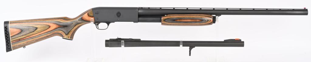 ITHACA MODEL 37 DU GUIDE GUN LIMITED SHOTGUN 2-BBL: SERIAL 90DU-0702. BARREL 26". GAUGE 12. CHAMBER 3". CHOKE-TUBES. LOP 14". Features laminated pistol grip stocks, recoil pad, sling eyes, matted rib with special legends on both sides of frame. Finish