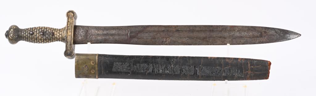 CIVIL WAR M1832 AMES FOOT ARTLLERY SWORD 1833 DTD: Nice original Model 1832 N.P. Ames Foot Artillery Sword. Sword is marked at ricasso with Eagle and N.P. Ames Springfield on one side and United States 1833 TW. 19" blade is fullered on both sides and 