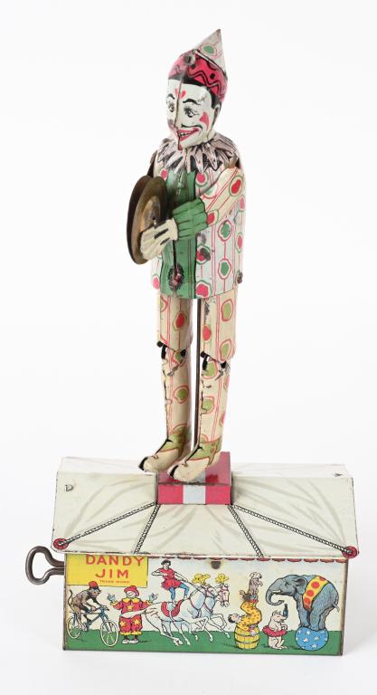 UNIQUE ART TIN WINDUP DANDY JIM CLOWN (1 of 5)