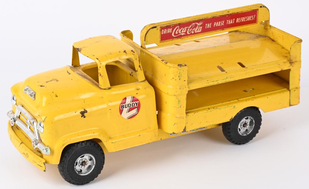 BUDDY L GMC COCA COLA TRUCK: All original with decent paint and decals. 14" Very Good