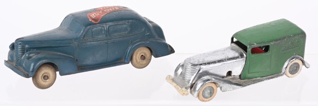 1938 RUBBER OLDSMOBILE DEALER CAR & SOLIDO TRUCK (1 of 7)