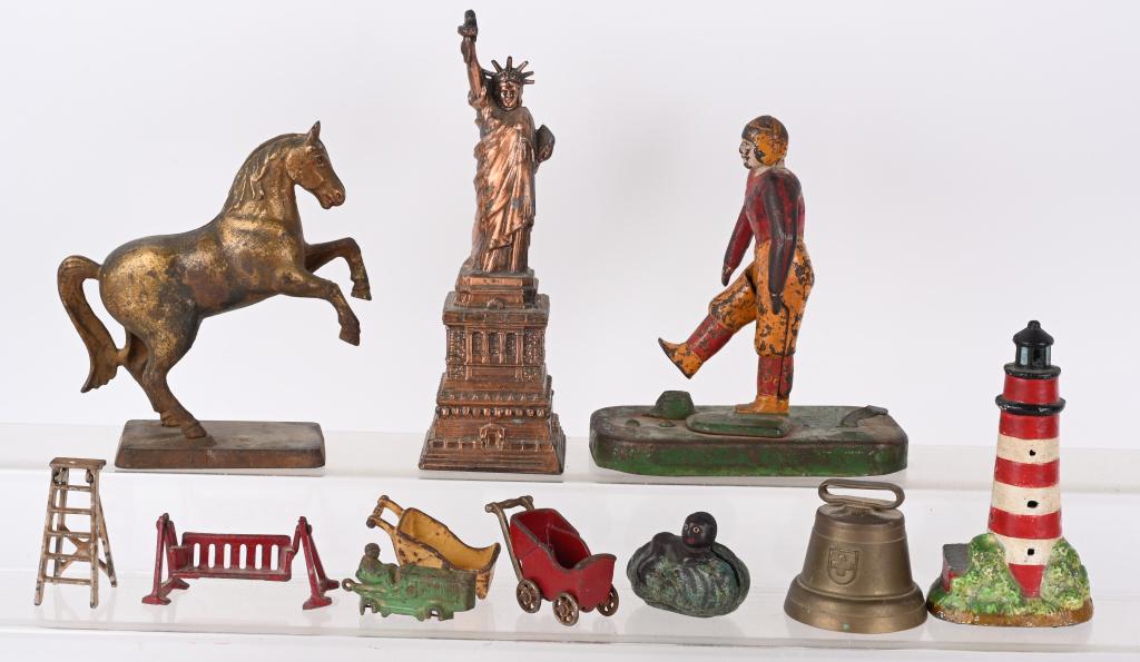 CAST IRON BANK & TOY LOT (1 of 3)