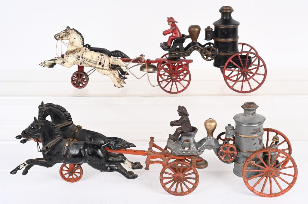2- CAST IRON HORSE DRAWN FIRE PUMPERS (1 of 7)