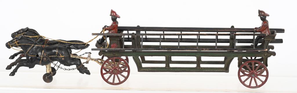 EARLY WILKINS CAST IRON FIRE LADDER WAGON (1 of 6)