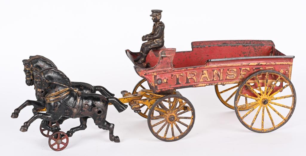 HUBLEY CAST IRON TRANSFER 2 HORSE WAGON (1 of 5)