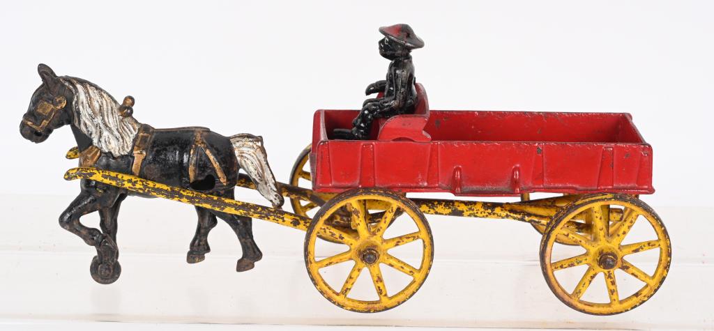 KENTON CAST IRON SINGLE HORSE WAGON w/ DRIVER (1 of 4)