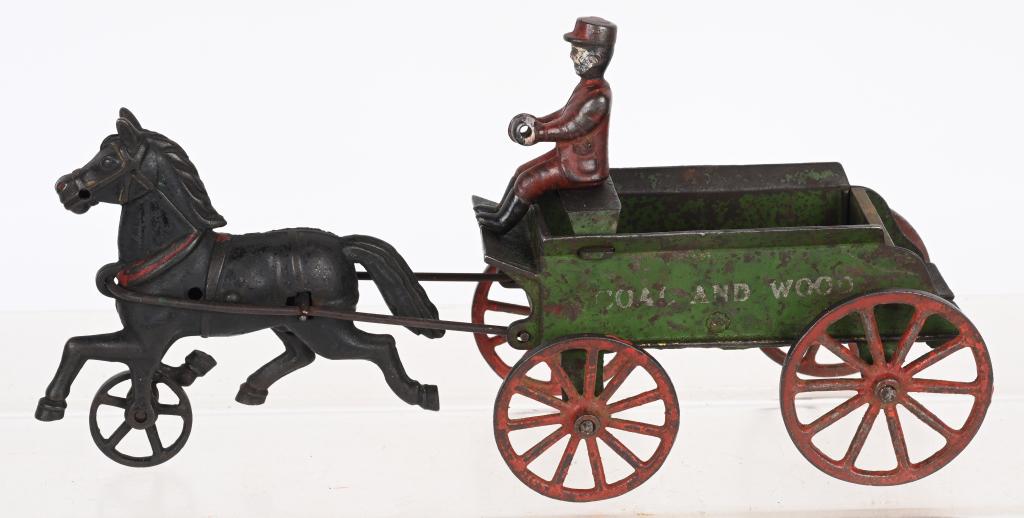 HARRIS CAST IRON COAL & WOOD WAGON w/ DRIVER (1 of 6)