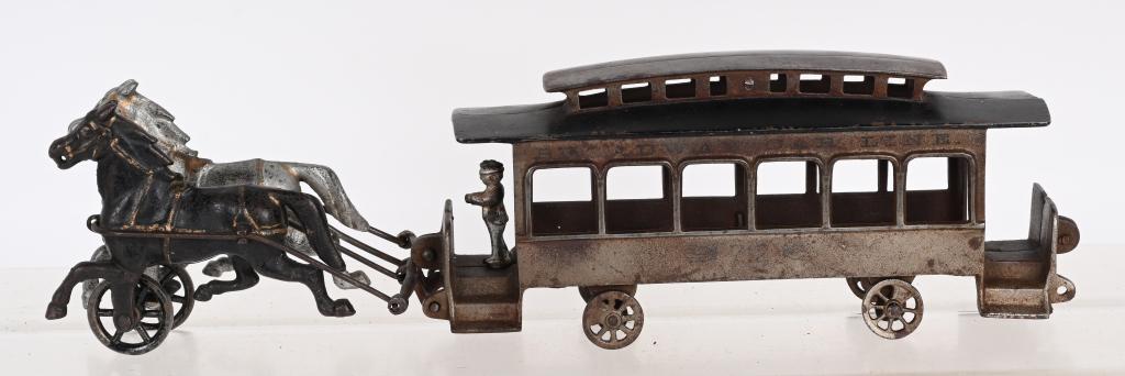 HARRIS CAST IRON HORSE DRAWN BROADWAY TROLLEY (1 of 6)