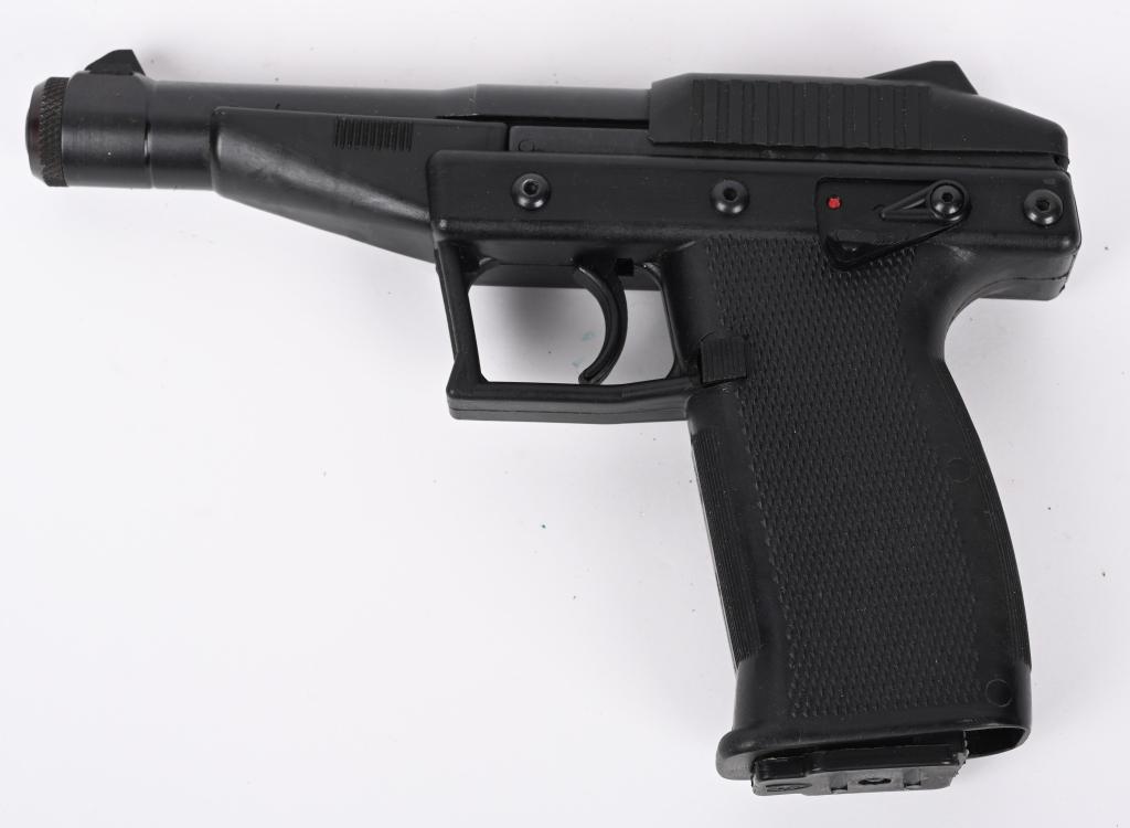 GRENDEL P-30 SEMI AUTO .22 MAGNUM PISTOL: SERIAL 15389. BARREL 5". CALIBER .22 MRF. The Grendel P30 is a semi-automatic pistol chambered in .22 Winchester Magnum Rimfire. Designed by George Kellgren and manufactured by Grendel Inc., it uses a
