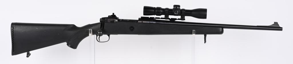 SAVAGE MODEL 10 SCOUT BOLT ACTION CARBINE: SERIAL NUMBER: F891367. BARREL: 20". CALIBER: 7MM-08. MANUFACTURED: 2000'S. Standard barrel weight. Factory blade front sight. Williams express style ghost ring rear. B-square mount with Bushnell 2-6X
