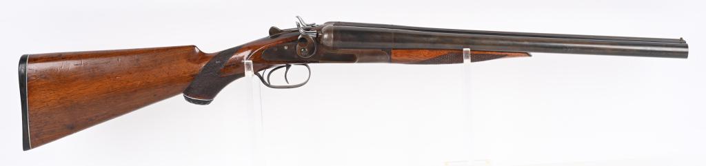 STEVENS 12 GA, DOUBLE HAMMER COACHGUN.: SERIAL NUMBER 17591 BARREL 18 1/4" CALIBER 12 GA, 2-3/4" MANUFACTURED CIRCA 1920. Custom shortened to Coach Gun length. Checked pistol grip stocks with splinter forearm with varnished finish and STEVN