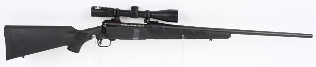 SAVAGE MODEL 111 CAL 270 WIN W/ NIKON SCOPE: SERIAL NUMBER J125859 BARREL 22" CALIBER 270 WINCHESTER MANUFACTURED 2000'S. Blue finish with sporter weight barrel , synthetic stock, accu-trigger system, and detachable magazine with Nikon 3-9 varia