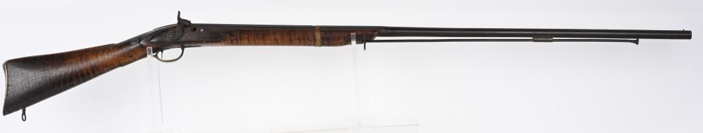 COLONIAL ASSEMBLED FOWLER WITH CHARLEVILLE LOCK: SERIAL NUMBER N/A BARREL 40" CALIBER 60 SMOOTHBORE MANUFACTURED CIRCA LATE 1700'S. American / Colonial assemble smoothbore fowler assemble with French Charleville lock. Brass furniture with part octag