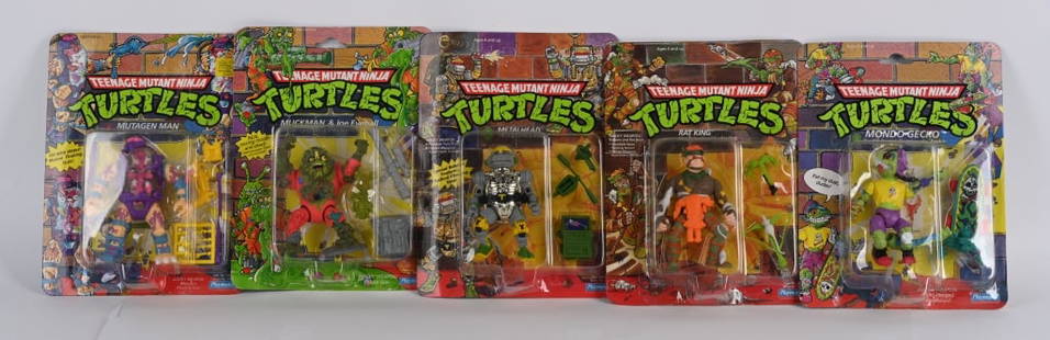 5- VINTAGE TMNT ACTION FIGURES MOC: All mint sealed on clean cards. Excellent