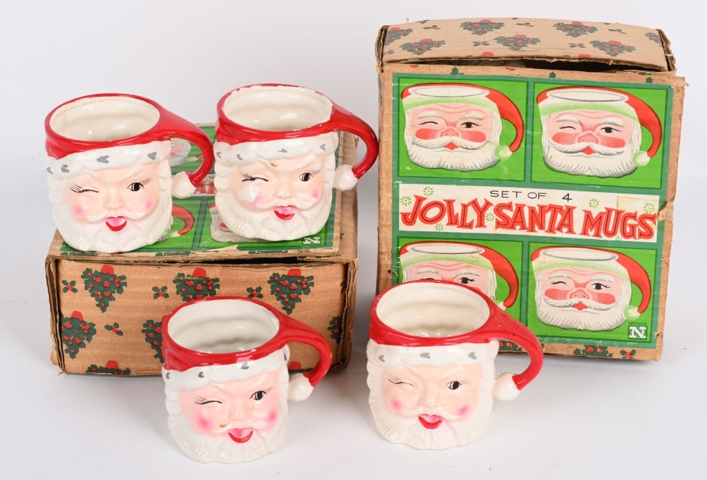 2- VINATGE JAPAN JOLLY SANTA CLAUS MUG SETS MIB (1 of 4)
