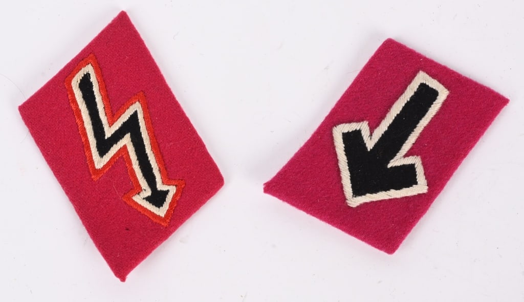 WWII NAZI GERMAN SA COLLAR TAB LOT WW2: WWII Nazi German SA Collar Tab lot to include 1) National Leaderís School Studentís Collar Tab. (SA Kragenspiegel). A Reichsf¸hrerschule (National Leaderís School) studentís c