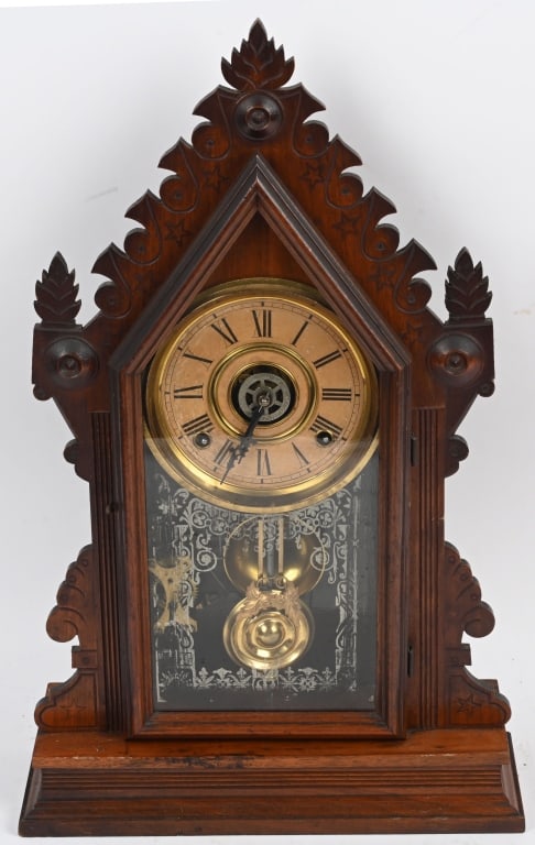 INGRAM MANTEL CLOCK: Nice original wood case clock. Works. 22" Excellent