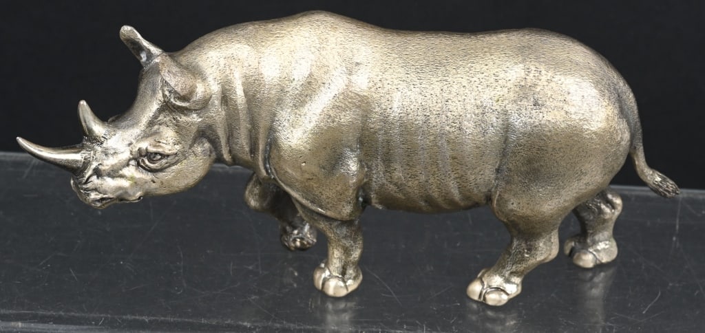 GERMAN SILVER RHINO FIGURE (1 of 2)