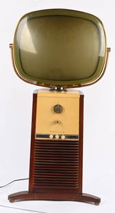 1958 PHILCO PREDICTA PEDESTAL TELEVISON: Original 1958 Phico Predicta Pedestal Television. Scarce Floor Model. All complete and in very clean original condition. Did not power up when tested. 21" Screen. Excellent