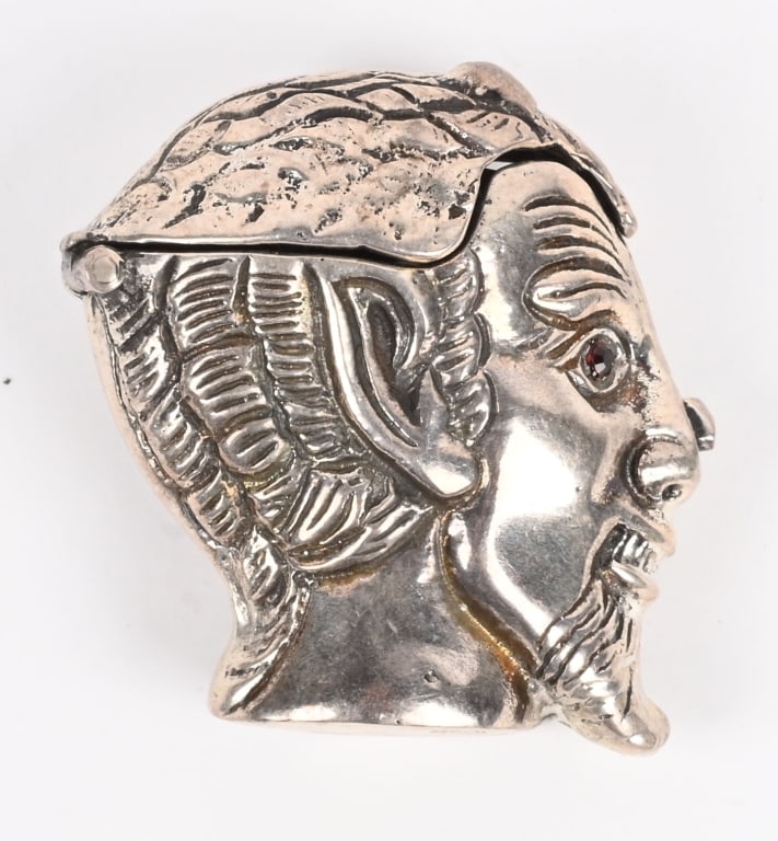 STERLING SILVER DEVIL HEAD MATCH SAFE (1 of 3)