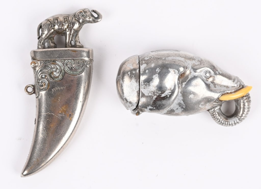 2- ELEPHANT FIGUARL MATCH SAFES (1 of 2)