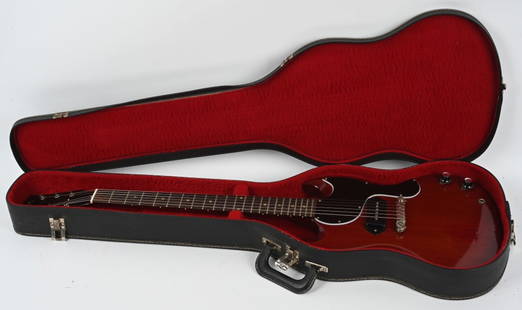 1965 GIBSON SG JUNIOR ELECTRIC GUITAR: 1965 Gibson SG Junior Electric Guitar. Mahogany with cherry wood finish. All original extremely well taken care of guitar. Serial #283963. Comes with hard case.