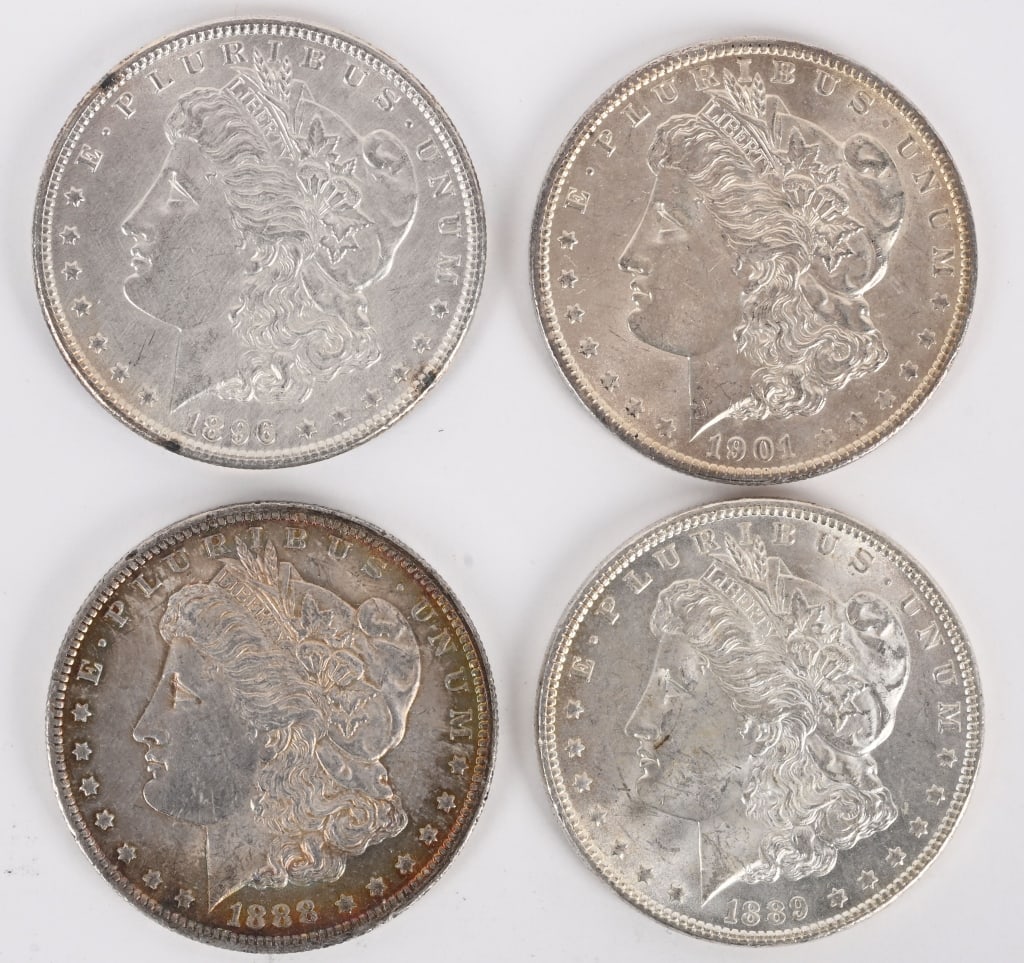 4- HIGHER GRADE MORGAN SILVER DOLLARS (1 of 2)