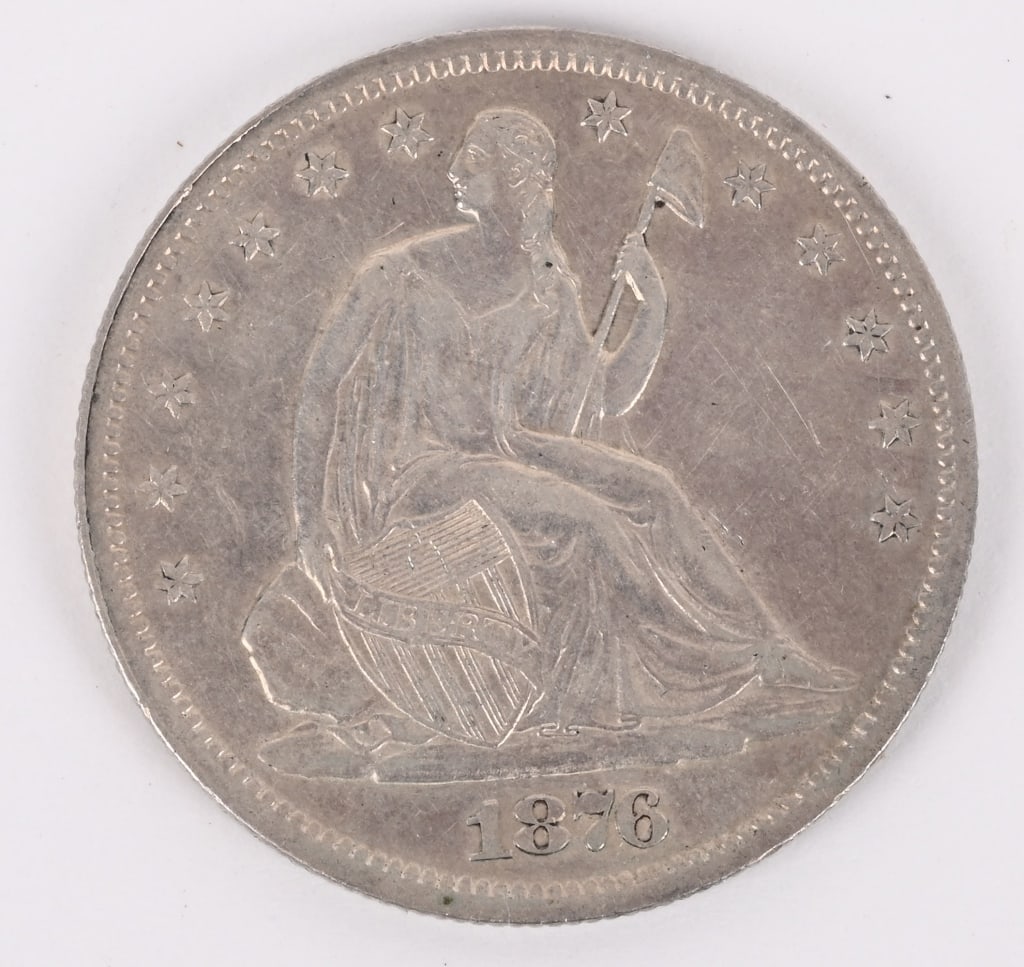 1876- S SEATED LIBERTY SILVER HALF DOLLAR (1 of 2)
