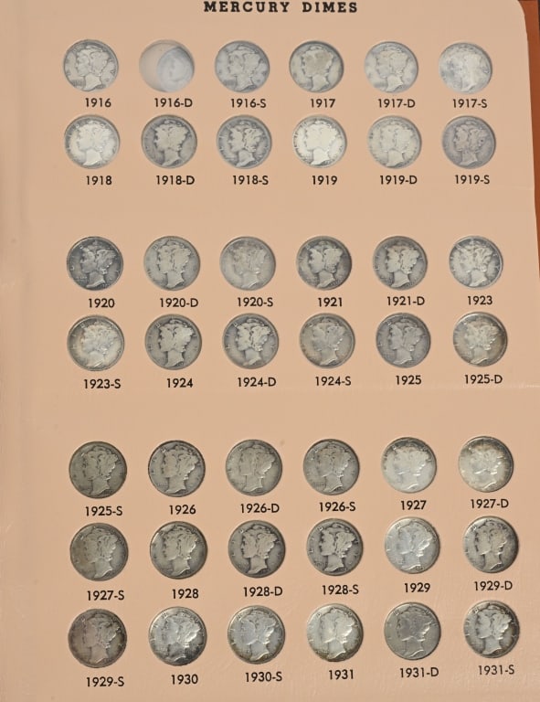 76 - MERCURY SILVER DIMES COMPLETE EXCEPT 1916-D (1 of 4)