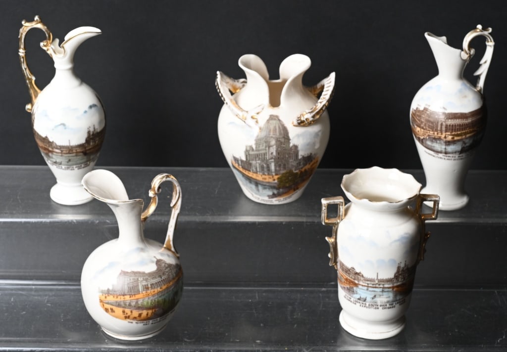 1893 World's Fair 5 AUSTRIA PORCELAIN VASES EWERS (1 of 3)