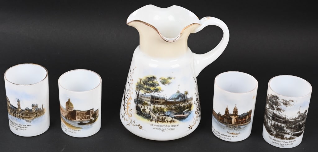 1893 World's Fair WATER PITCHER & 4 TUMBLERS (1 of 3)