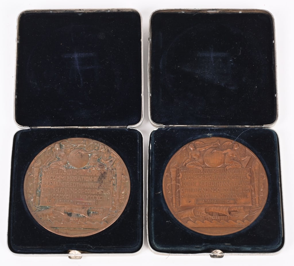 1893 Columbian Exposition 2 AWARD MEDALS Orig Case (1 of 4)