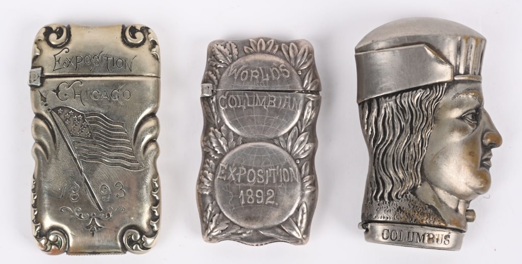 1893 World's Fair 3 MATCH SAFES Columbus Vesta (1 of 2)