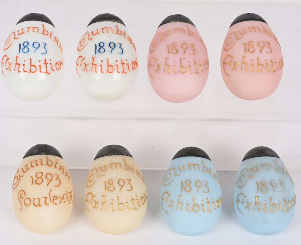 1893 World's Fair 4 Pair LIBBEY GLASS EGG SHAKERS (1 of 3)