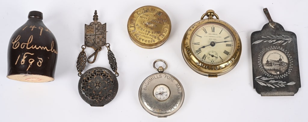 1893 World's Fair 6 Pc JUG POCKET WATCH & COMPASS (1 of 5)