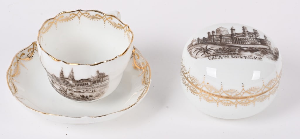 1893 World's Fair DRESDEN POWDER JAR & DEMI C/S (1 of 3)