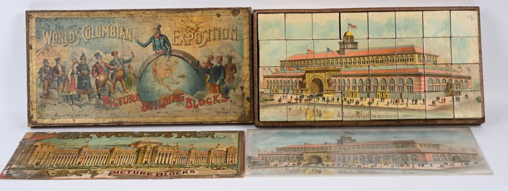 1893 World's Fair McLOUGHLIN LITHO PUZZLE BLOCKS (1 of 4)