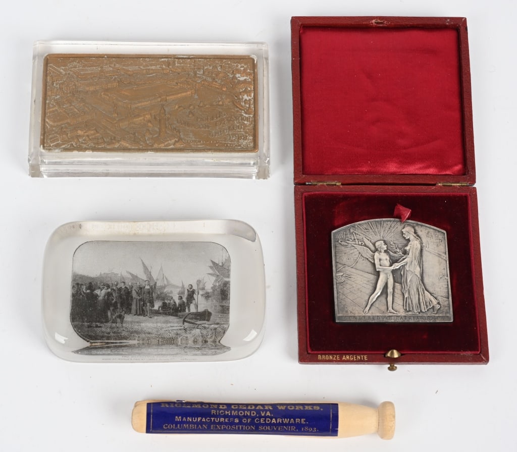 1893 World's Fair PAPERWEIGHTS & AWARD MEDAL & PIN (1 of 4)