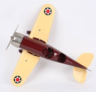 STEELCRAFT LOCKHEED SIRUS AIRPLANE: Professionally restored pressed steel Steelcraft Lockheed Sirus Airplane. Very well done restoration that looks better than new. 21" Excellent