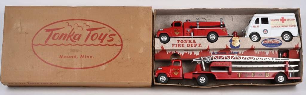 TONKA #B-212 TONKA FIRE DEPT. SET w/ BOX (1 of 10)