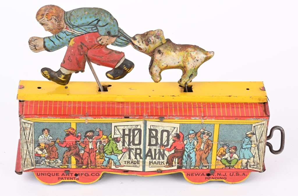 UNIQUE ART TIN WINDUP HOBO TRAIN (1 of 4)