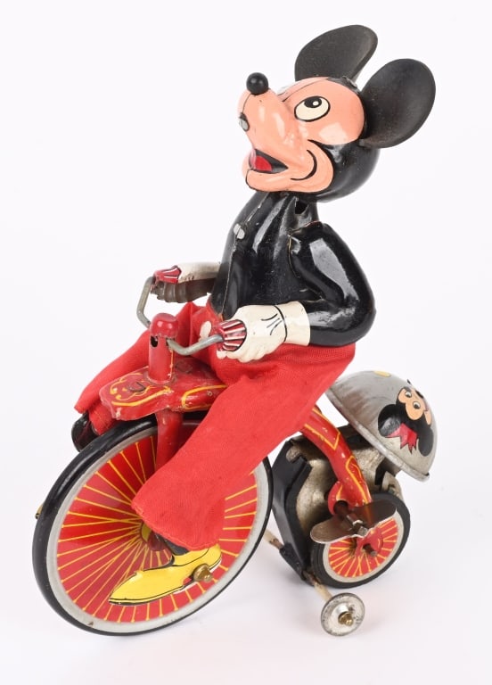 LINEMAR TIN WINDUP MICKEY MOUSE HIGH WHEEL BIKE (1 of 4)