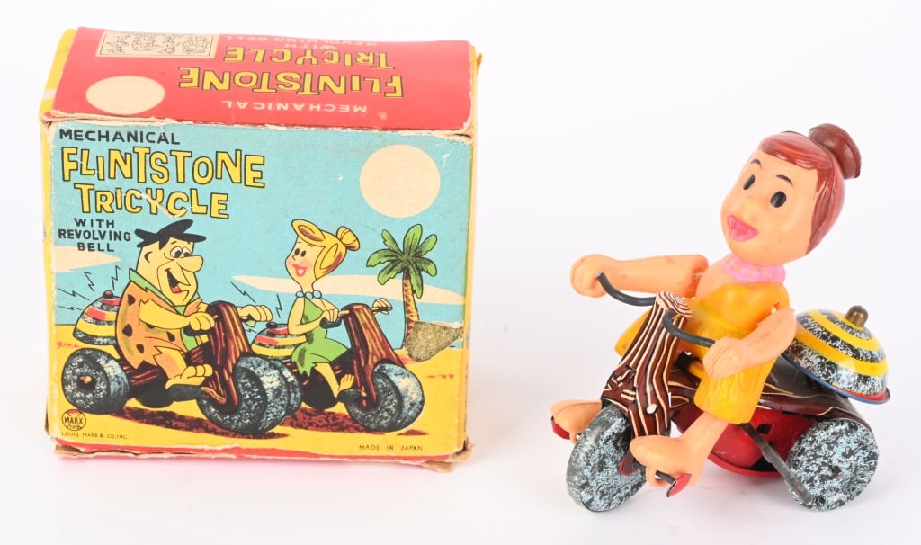 MARX WINDUP WILMA FLINTSTONE TRICYCLE w/ BOX (1 of 6)