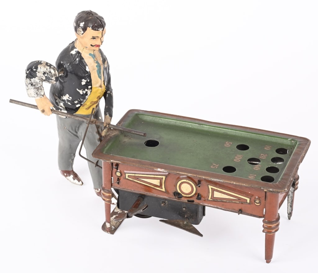 GERMAN HAND PAINTED TIN WINDUP BILLIARDS PLAYER (1 of 5)