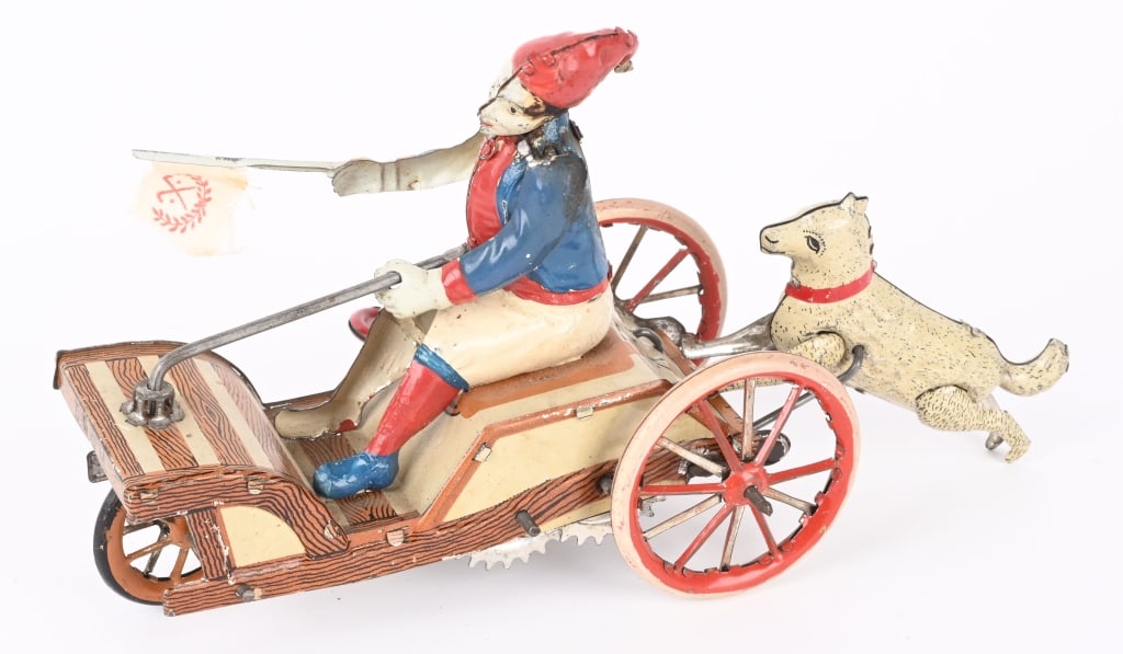 STOCK TIN WINDUP DOG CHASING MAN IN AUTO (1 of 5)