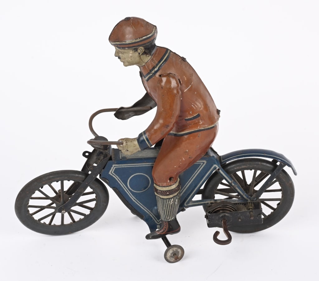 GERMAN FISCHER WINDUP MOTORCYCLE w/ RIDER (1 of 6)