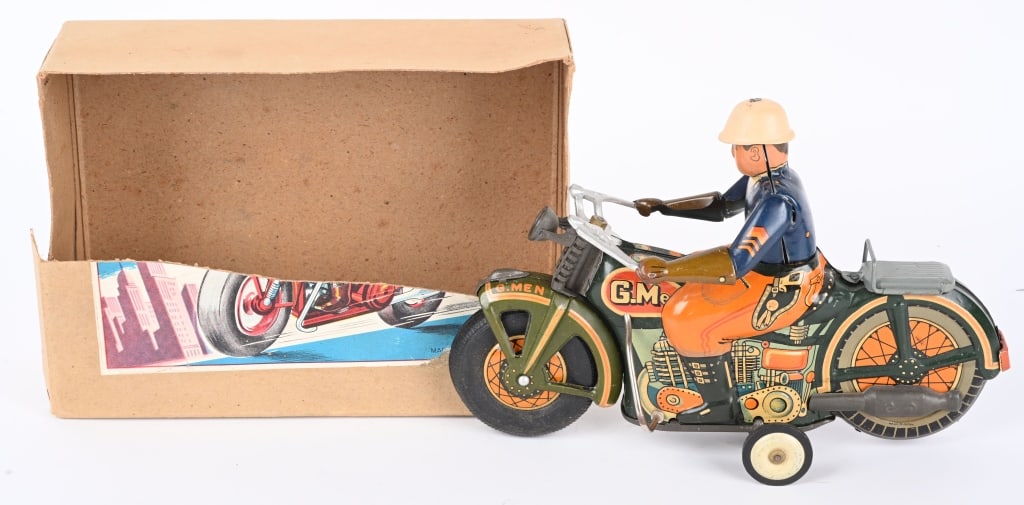 10" JAPAN TIN FRICTION G-MEN MOTORCYCLE (1 of 7)