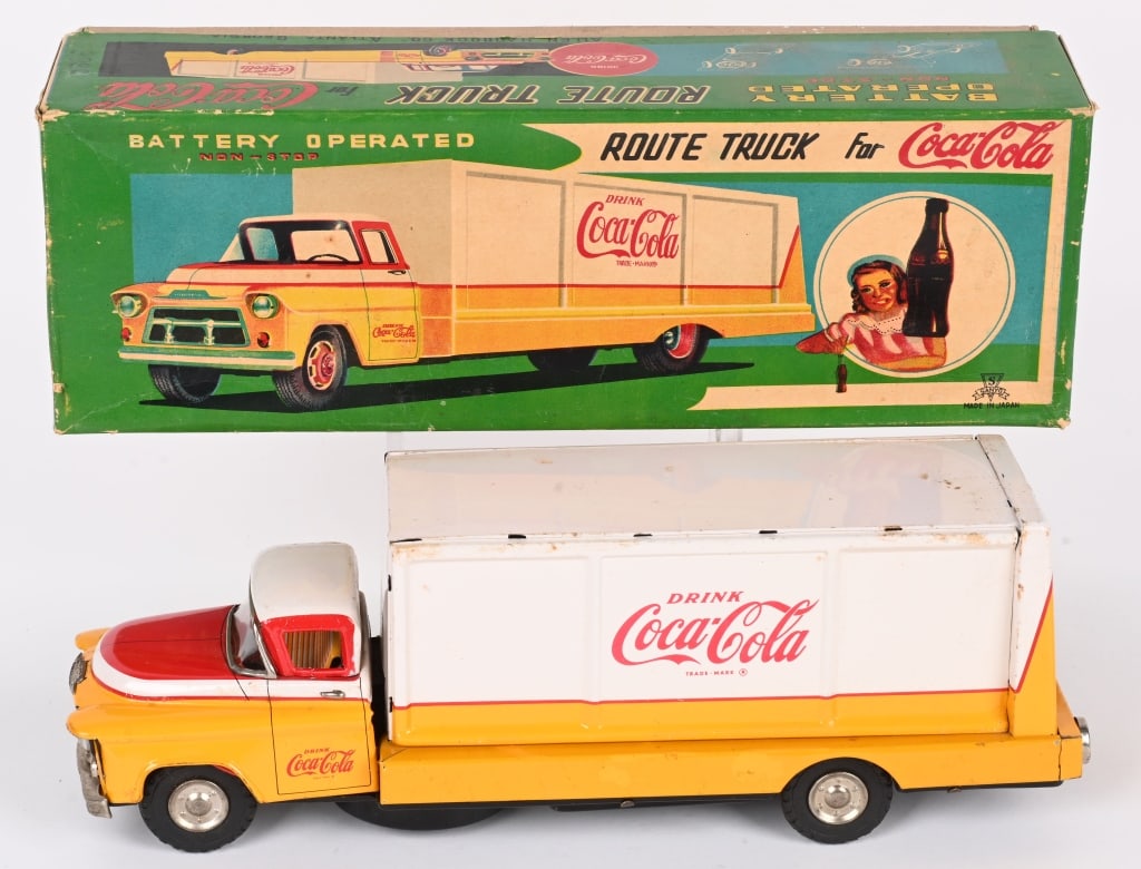 JAPAN BATTERY OP COCA COLA ROUTE TRUCK w/ BOX (1 of 10)
