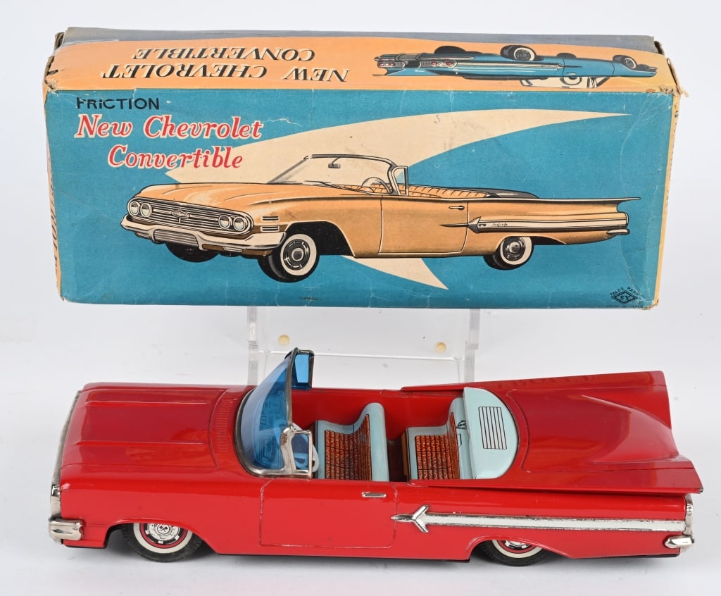 JAPAN TIN FRICTION 1960 CHEVY CONVERTIBLE w/ BOX (1 of 9)